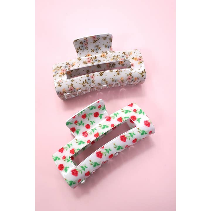 JOSSLYN by wall to wall - Vente Pince à cheveux – femme - PINCES À CHEVEUX RECTANGULAIRES JUMBO DITSY ROSE | 40H898