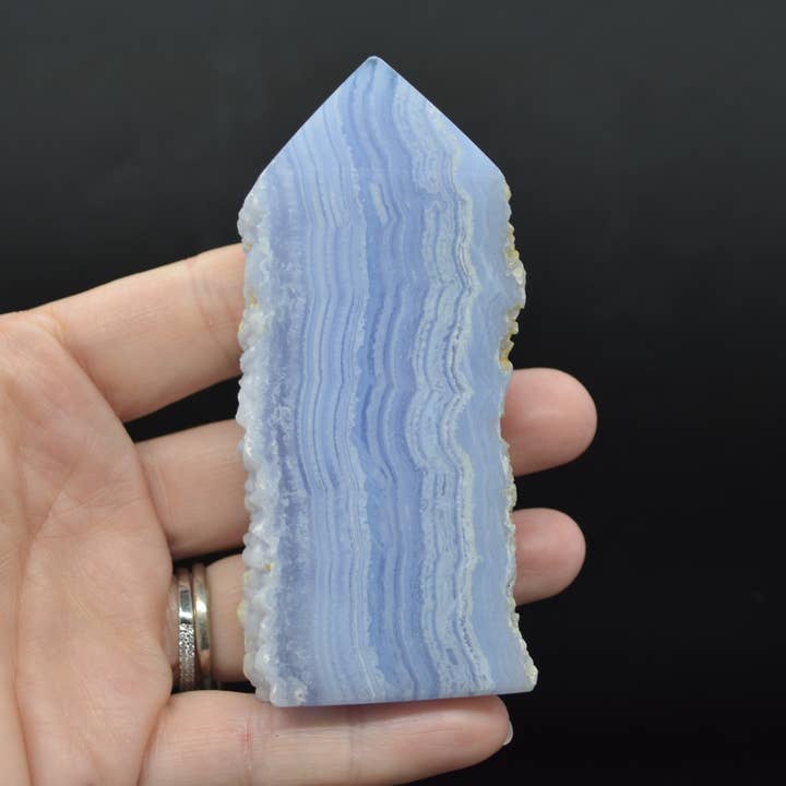 Blue Lace Agate Tower Point Slice - 9.2 cm #10 for wholesale by Calder Crystals