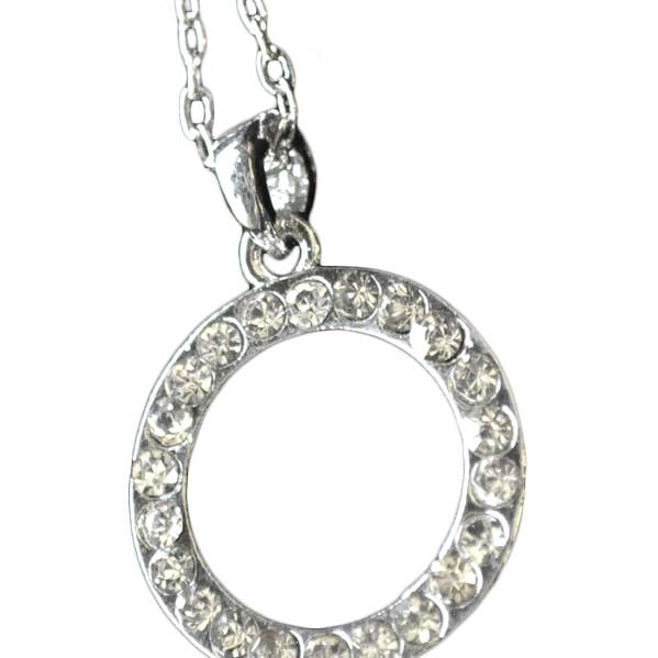 LC09 - Rhinestone Circular Pendant - Silver for wholesale by Western Fashion
