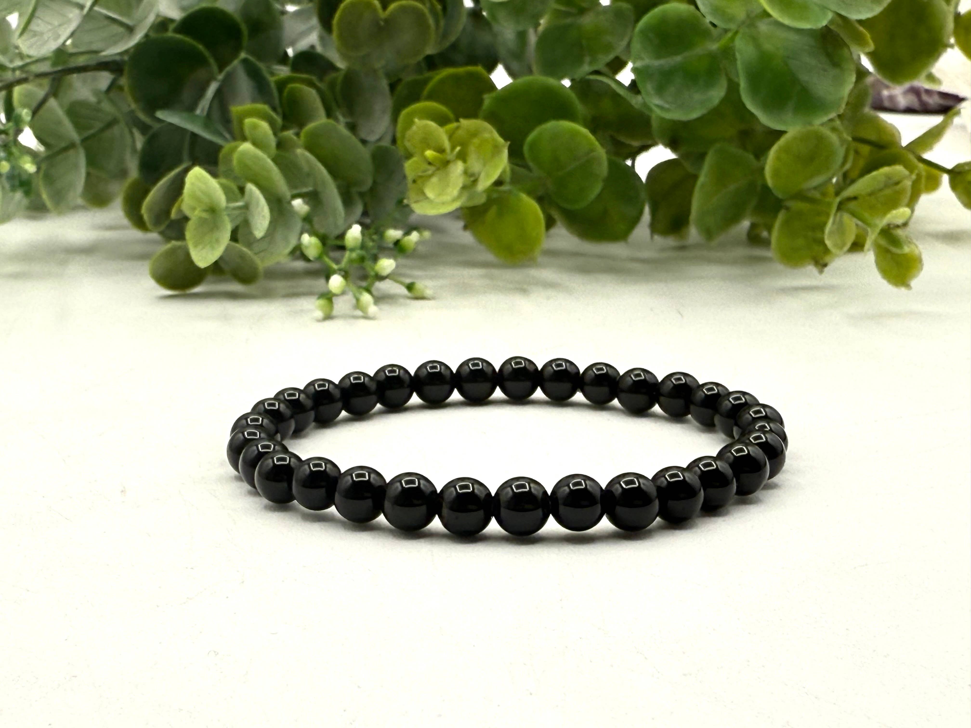 Meraki Gemstones - Wholesale Beaded Bracelet - Black Onyx Stretchable Bracelet 6mm   1