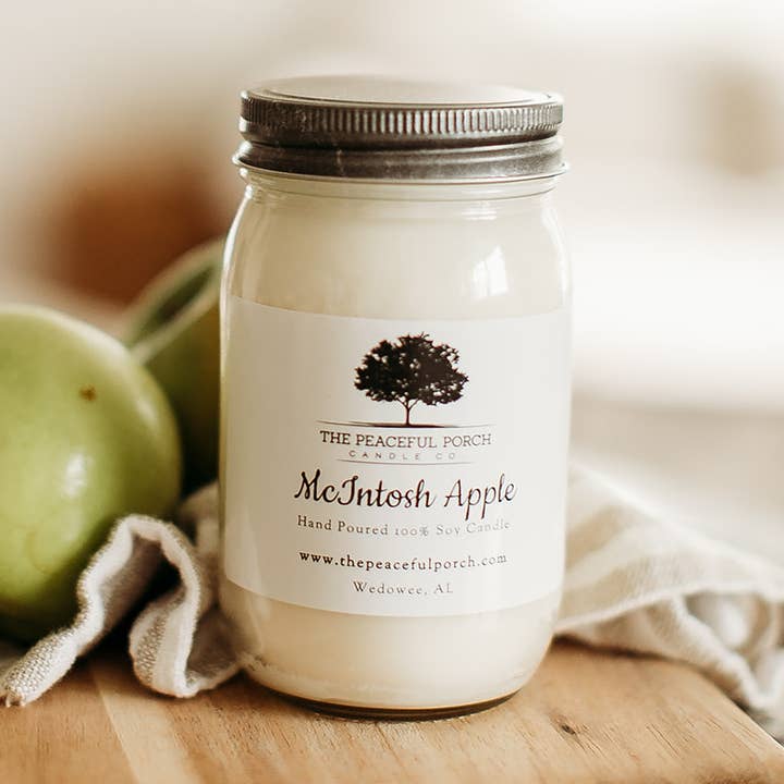 The Peaceful Porch Candle Co. , LLC - Wholesale Jar/filled candle - McIntosh Apple Soy Candle1