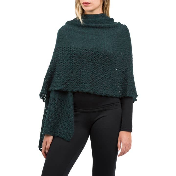 Assia di Brunetti Federica e C. s.a.s. – Großhandel Schultertuch – Damen – Kim - Stola mit durchbrochenen Pailletten aus Mohair-Wollmischung