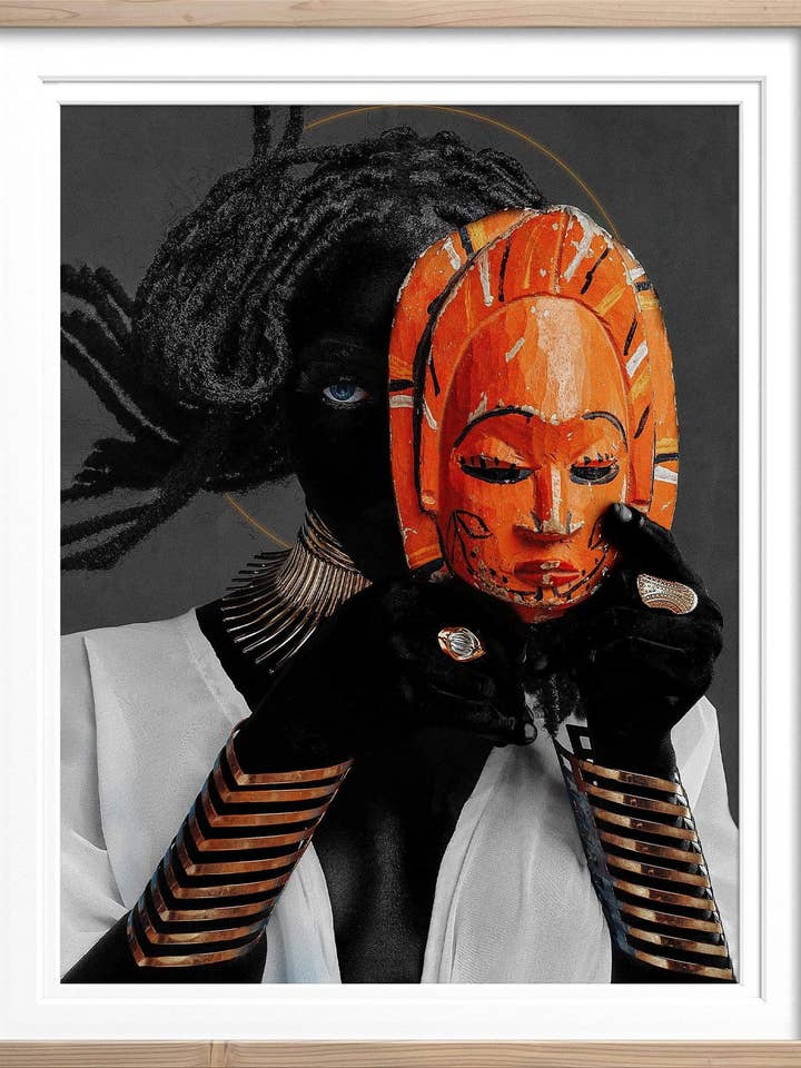 Die königliche Maske - Nkpuchi Eze - XL - 100x125cm - Natur für den Großhandel von Ivhu