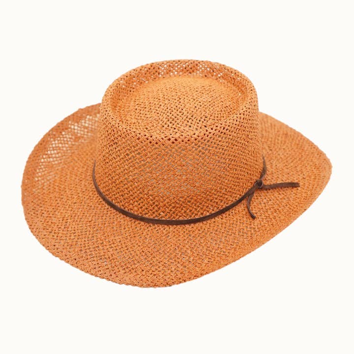 Olive & Pique - Wholesale Straw Hat - Women's - Open Weaved Gambler Hat with 100% Genuine Leather Band5