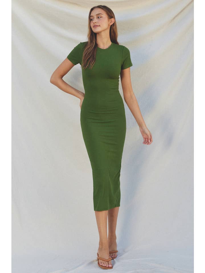 Dress Forum - Wholesale Dress - Women's - Ribbed Knit Back Slit T-Shirt Dress (1)26