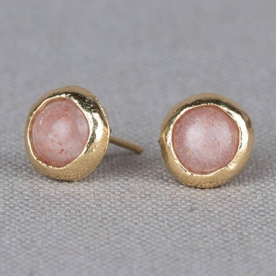 Ohrring vergoldet + Rosafarbener Mondstein für den Großhandel von Jéh Jewels