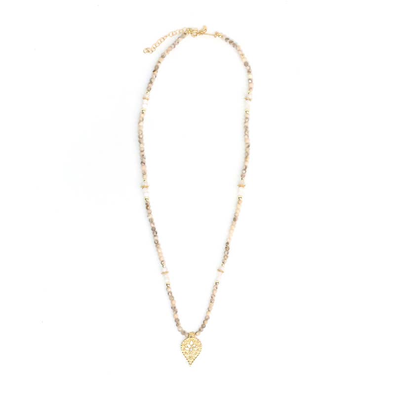 MOONSOON - Wholesale Pendant/Charm Necklace - Lotus Necklace Labradorite Moonstone'6