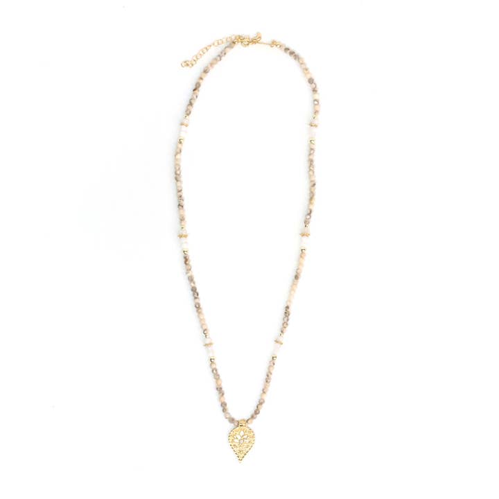 MOONSOON - Wholesale Pendant/Charm Necklace - Lotus Necklace Labradorite Moonstone'6