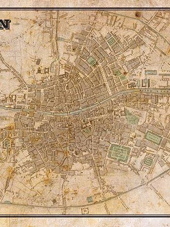 Mapa vintage de la ciudad de Dublín para venta al por mayor de LOST DOG art & frame