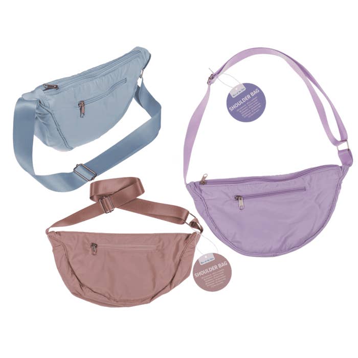 Borsa a spalla mezza arrotondata con cerniera, - 02/5075# per la vendita all'ingrosso da parte di Out of the blue KG