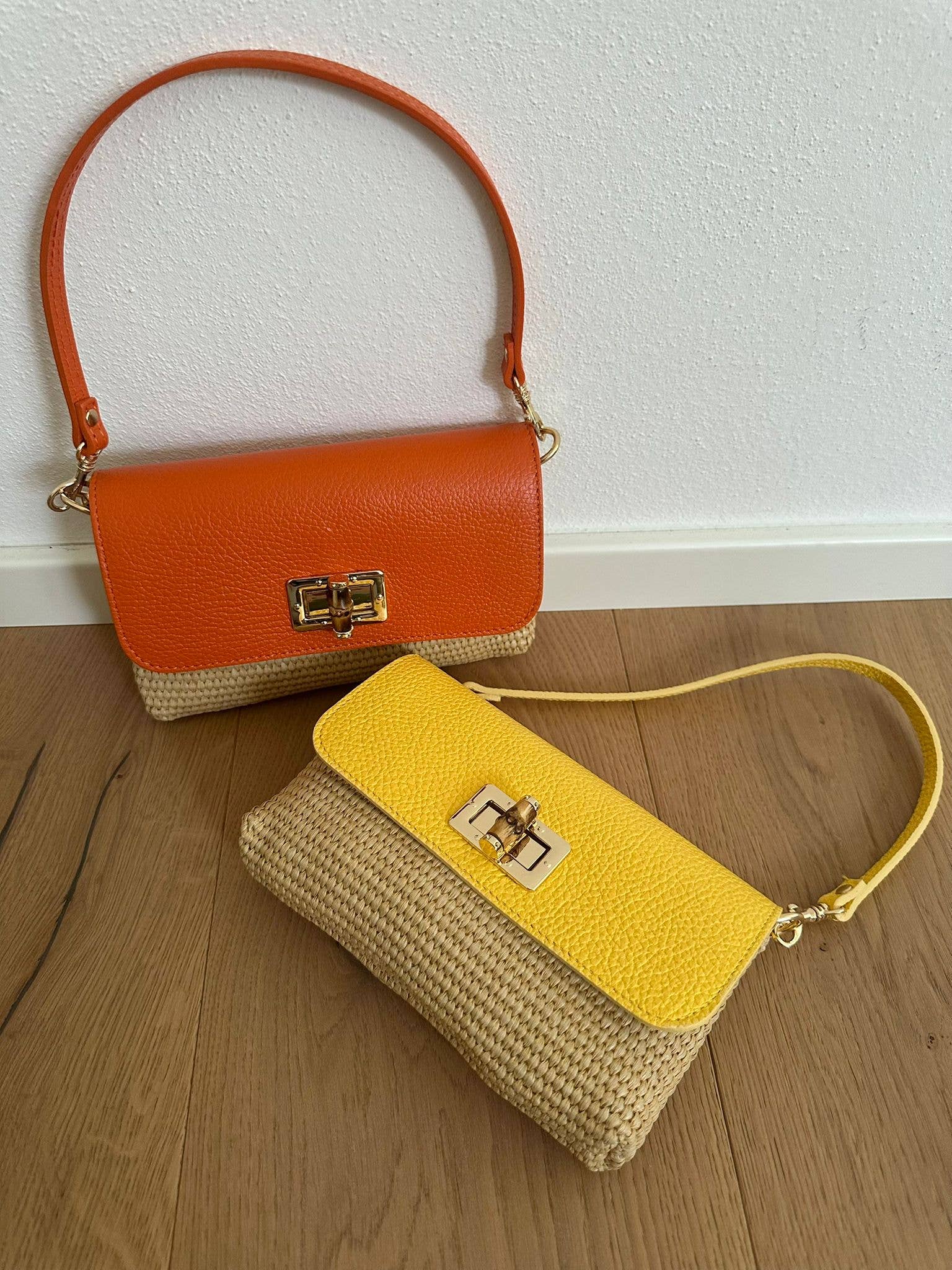 Zhade - Vente Accessoire de sac/sac à main – unisexe - VICKY - Sac en raphia et cuir2