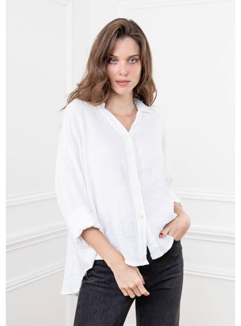 LINEN & COTTON HOUSE - Vente Chemise à col boutonné – femme - CHEMISE EN LIN. 48902 NINA48