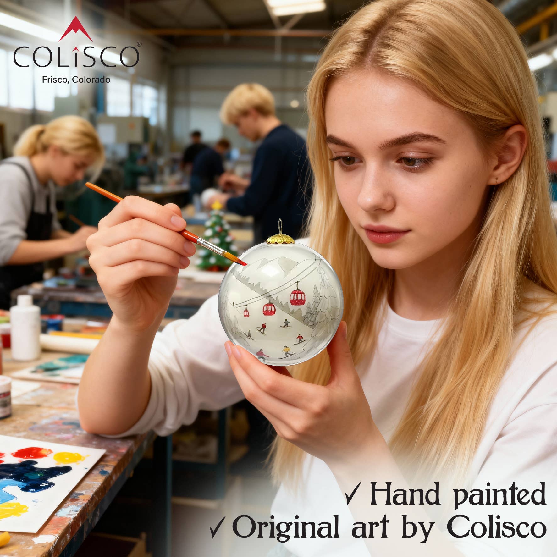 Colisco Wholesale - Vente Objets de décoration - Ornement en verre peint à la main Colisco Gondola & Skiers3