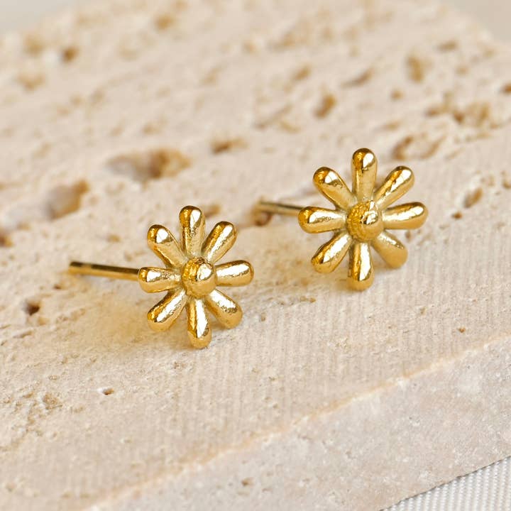 Blueyejewelry - Vendita all'ingrosso Orecchini a bottone - Tiny Flower Studs - Orecchini a forma di fiore in oro 18k anti ossidazione