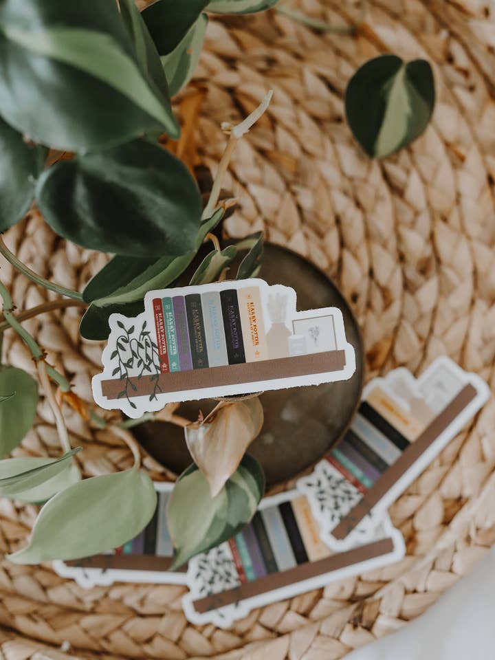 harry potter bookish bookshelf waterproof sticker for wholesale by Rooted Grace Co