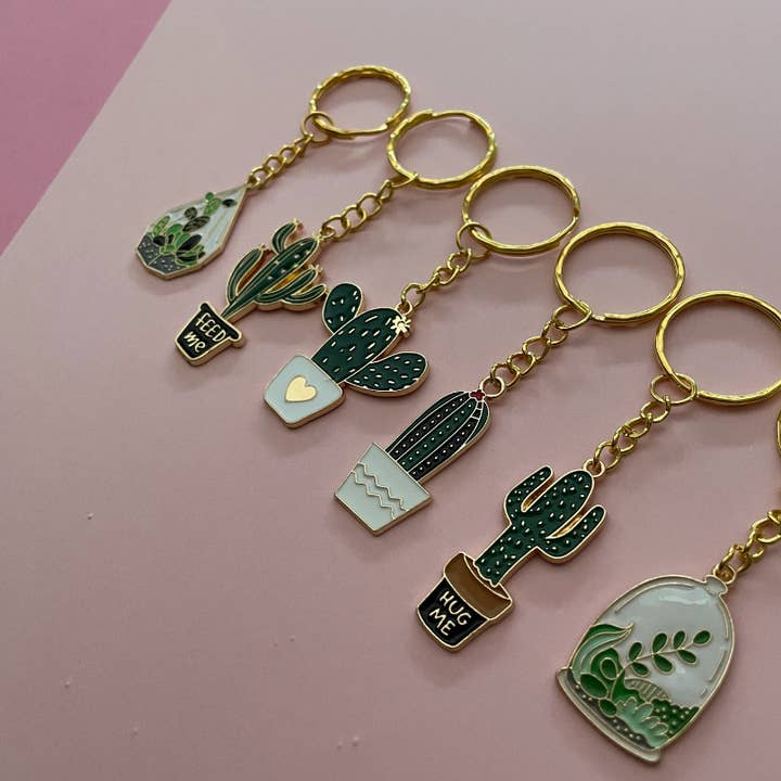 Roshni Desai & Things - Wholesale Keychain - Women's - Plant Keyring Potted Plant Cactus Plant Keyring Enamel Charm2