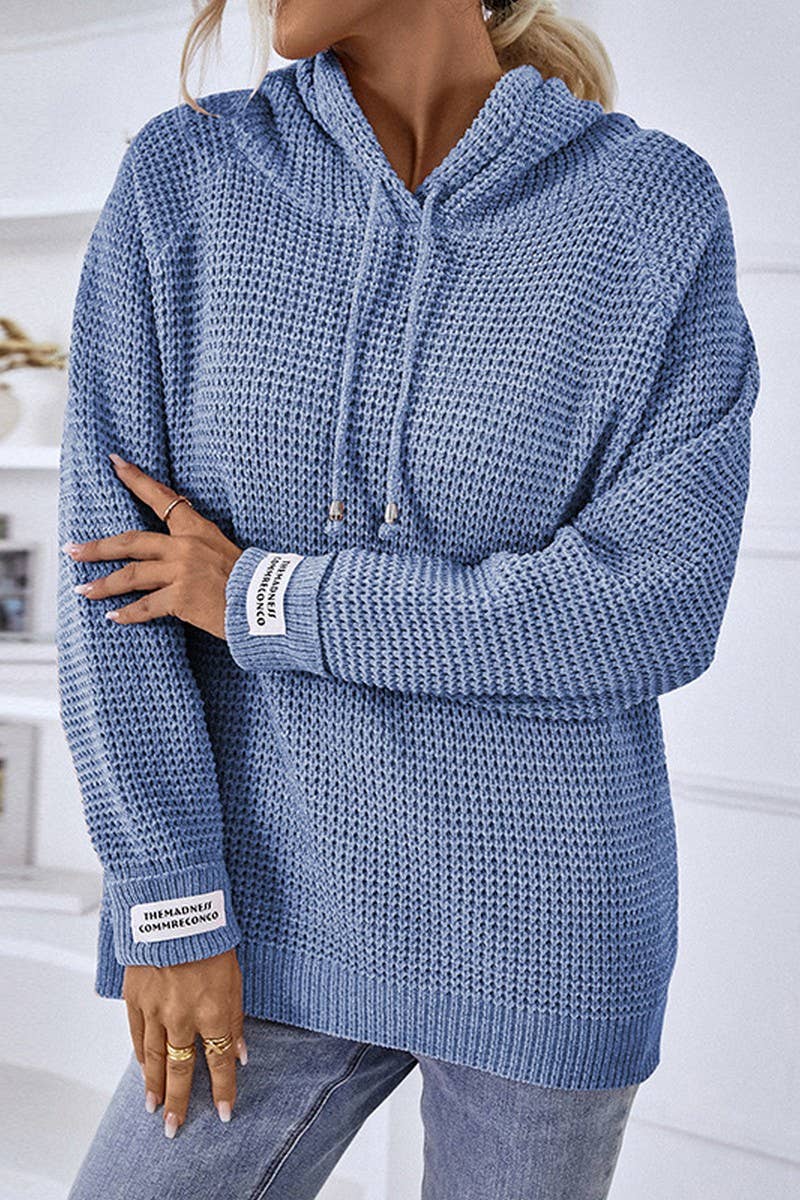 NINEXIS - Vente Sweat à capuche – femme - CWOHOL0399_Pull à manches longues à capuche décontracté à col en V0