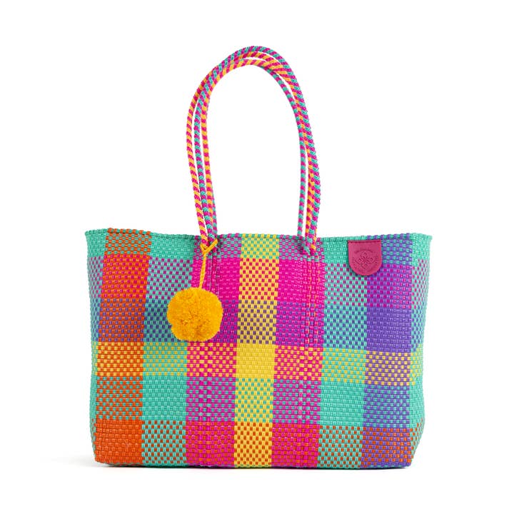 Fiesta Bolsa Súper Tejida de Playa de Plástico Reciclado para venta al por mayor de Tin Marin