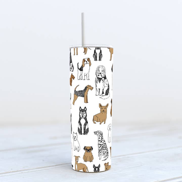 Gobelet isotherme 20oz - White Dogs pour la vente par Livy Lou Designs + Co