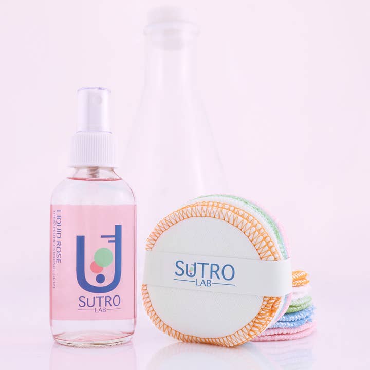 Liquid Rose Facial Spray + Bamboo Pads for wholesale by Sutro Lab