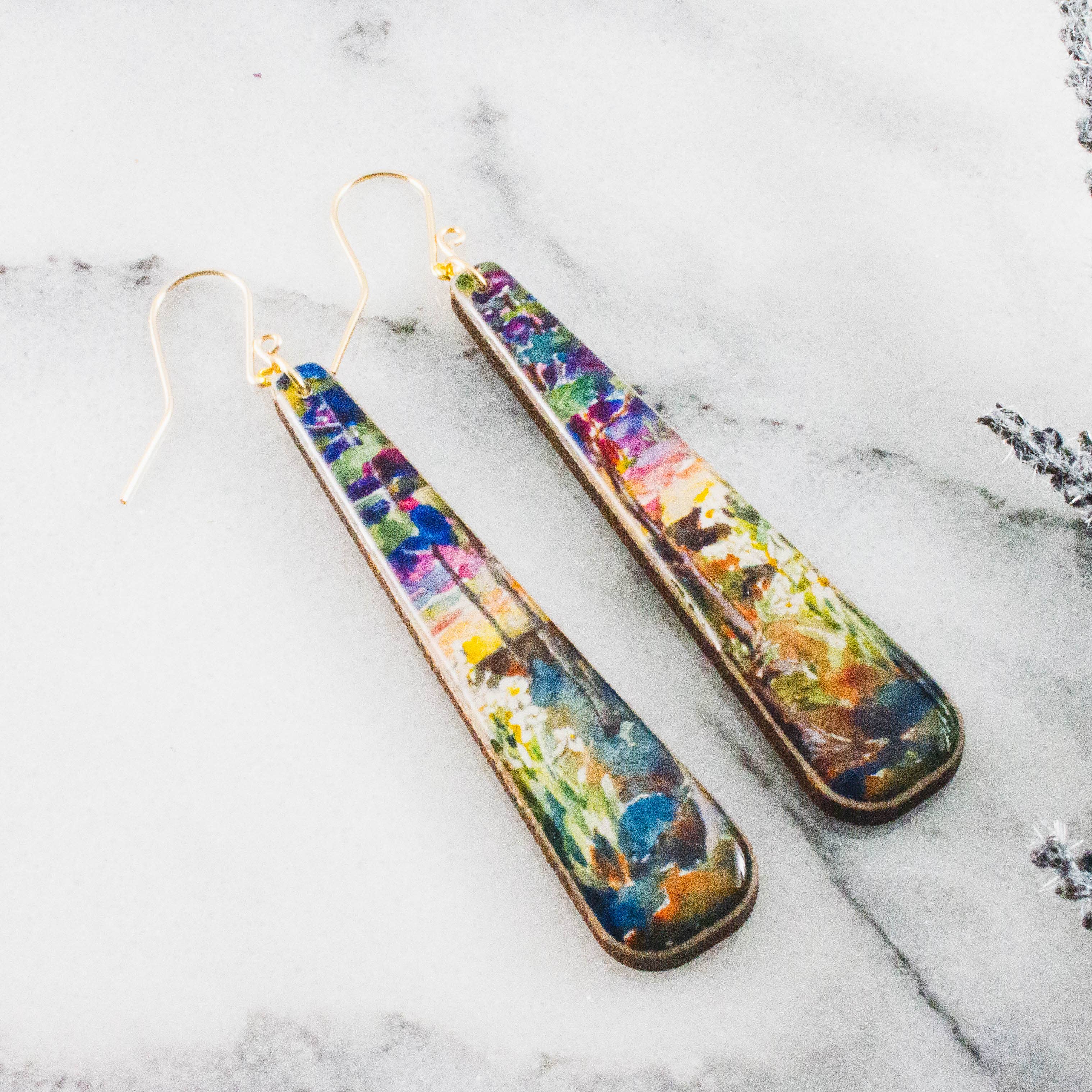 No Man's Land - Wholesale Dangle Earrings - Painted Sunset Long Statement Earrings