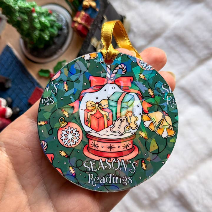 3" Holographic Christmas Tree Ornament Book Lover Gift for wholesale by Well Read Babes