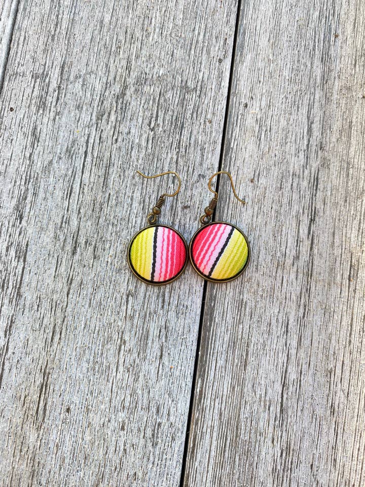 Serape Fabric Dangle Earrings for wholesale by Made Brite Creations