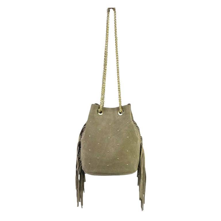 Chenson & Gorett - Wholesale Shoulder Bag - Women's - Women's Leather Bag with Side Fringe and Studs. Sales10