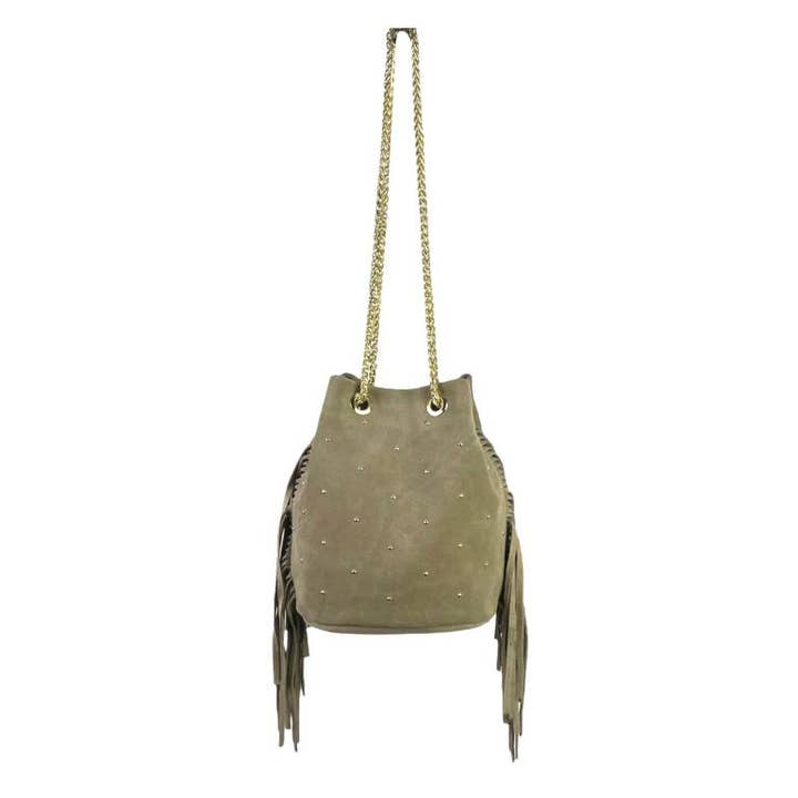 Chenson & Gorett - Wholesale Shoulder Bag - Women's - Women's Leather Bag with Side Fringe and Studs. Sales10