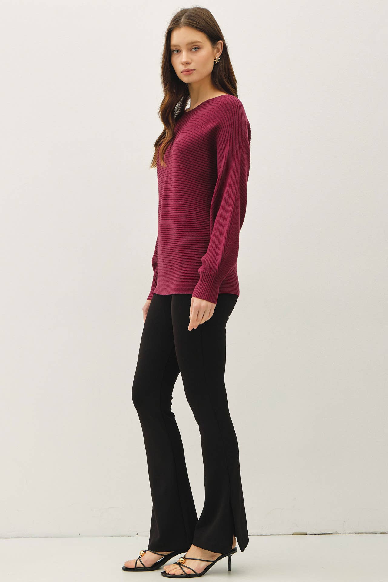 Be Cool - Wholesale Knit Sweater - Women's - HORIZONTAL RIBBED LONG SWEATER21