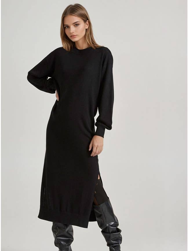 Funky Buddha - Wholesale Dress - Women's - FBL010-103-13 Ladies Knitted Midi Dress0