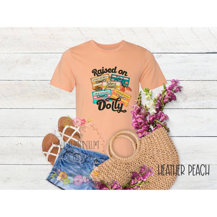 Country Music Mix Tapes Dolly Parton Graphic Tee for wholesale by Aluminum Petunias