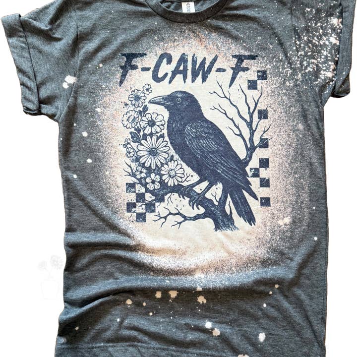 Pick Your Poison Tees LLC (Formerly Wandering Owl Designs) - Wholesale Screen Printed T-Shirt - Unisex - F-CAW-F Raven Checkered Bleached Tee0