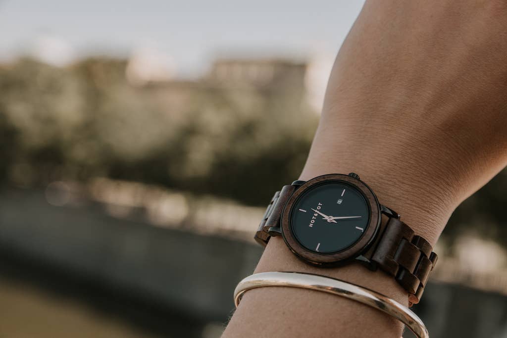 HOT&TOT - Wholesale Wrist Watch - Women's - NYX | Wood watch for women | Sustainable | Rose gold steel3