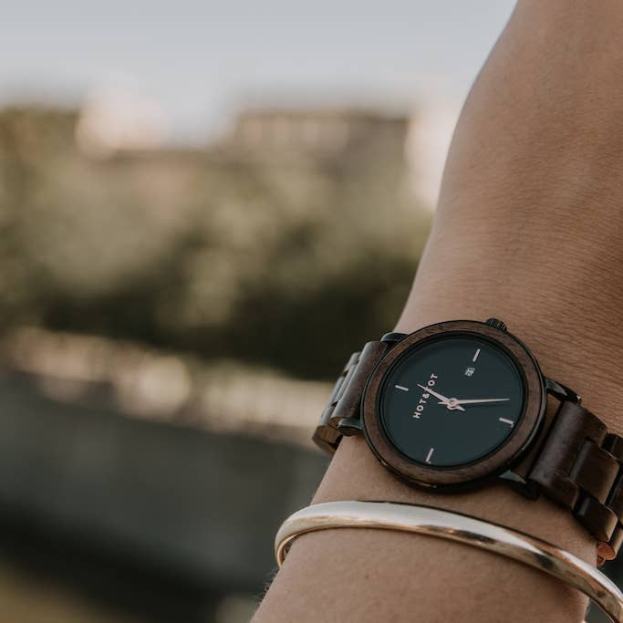 HOT&TOT - Wholesale Wrist Watch - Women's - NYX | Wood watch for women | Sustainable | Rose gold steel3