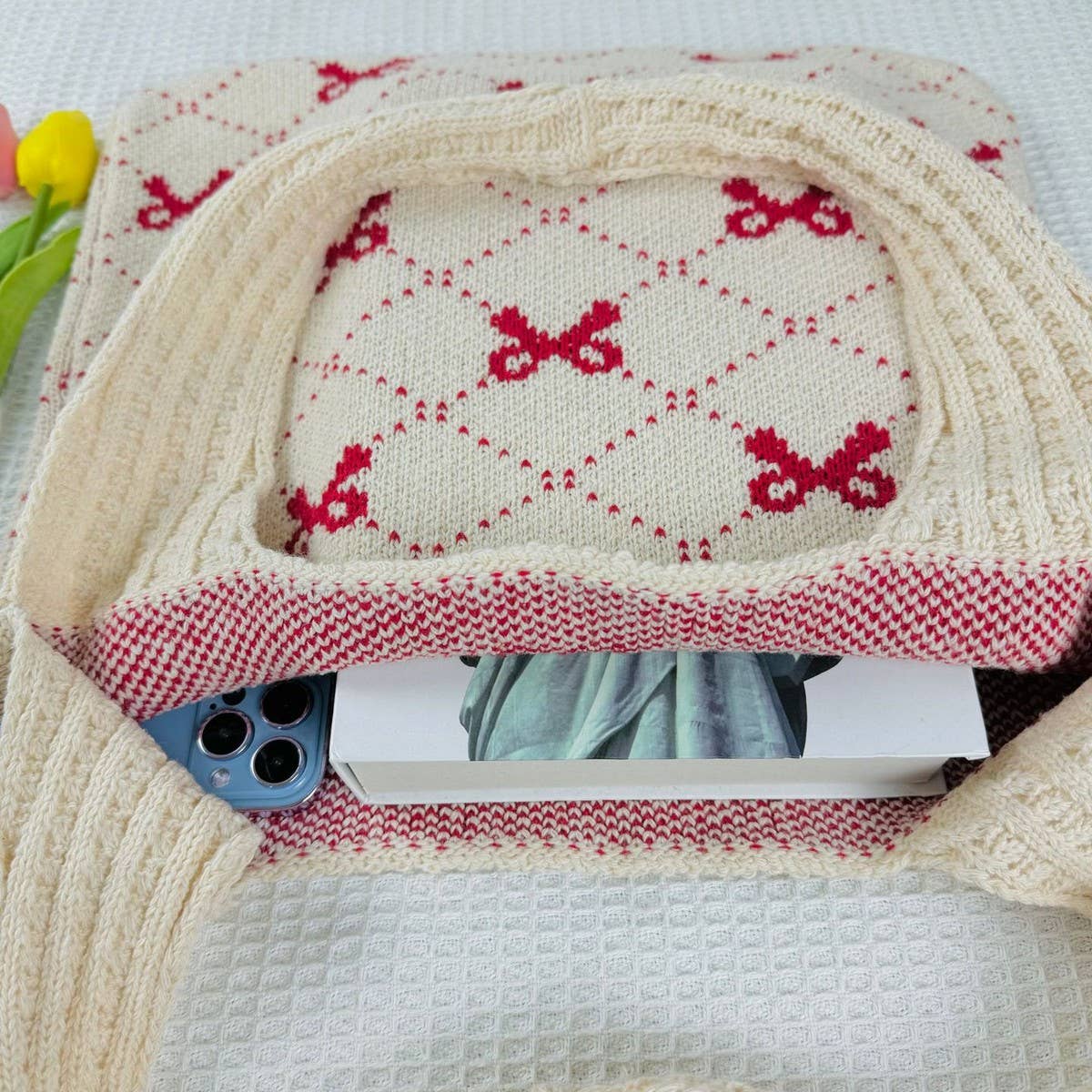 NINEXIS - Wholesale Tote Bag - Women's - CWAB4567_BOW KNIT LARGE CAPACITY TOTE BAG13