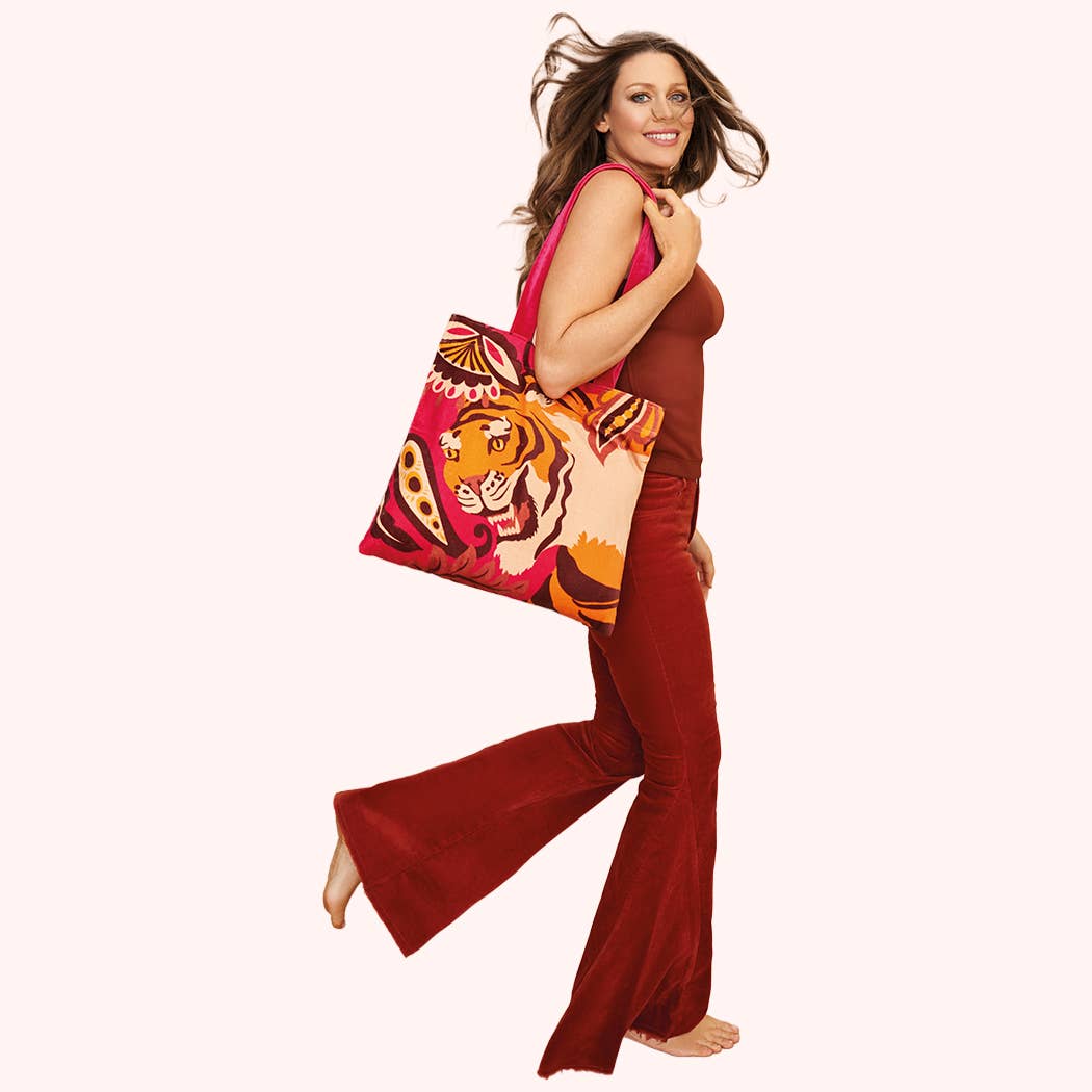 Powder Design inc - US - Wholesale Tote Bag - Women's - Velvet Tote Bag - Roaring Tiger1