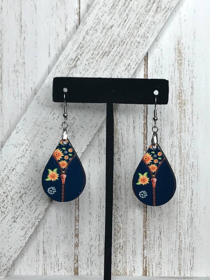 DENIM SUNFLOWER TEARDROPS for wholesale by A Deane Dream