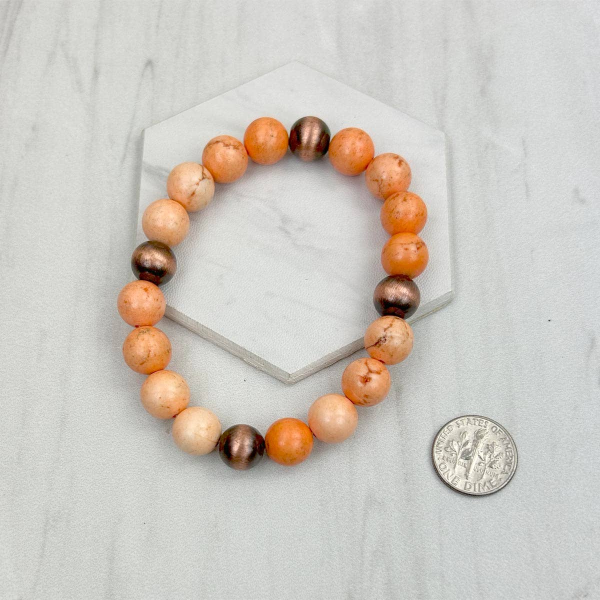 Western Elite Jewelry - Wholesale Beaded Bracelet - BRZ240708-50                        Blue turquoise stone and copper Navajo pearl beads bracelet3