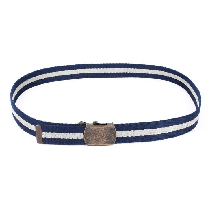 Selini New York - Wholesale Belt - Men's - Men Striped Canvas Adjustable Slide Belt-BEB3302