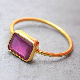 Anel de Casamento com Pedra de Rubi 2,35 ct, Vermeil de Ouro, Pedra 9x7 mm por atacado de GemMartUSA