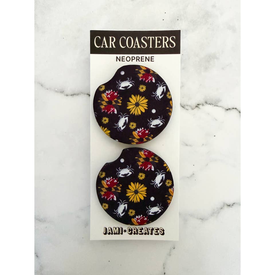 Posavasos con estampado de cangrejo de flores de Maryland para venta al por mayor de Jami Creates