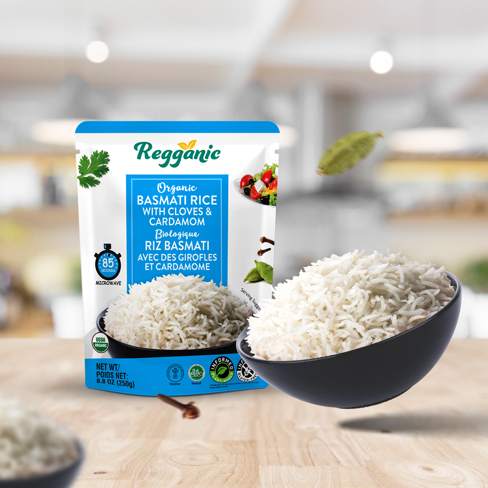 Regal Kitchen Foods - Wholesale Rice - Regganic Basmati Rice with Cloves&Cardamom- 8.8oz4