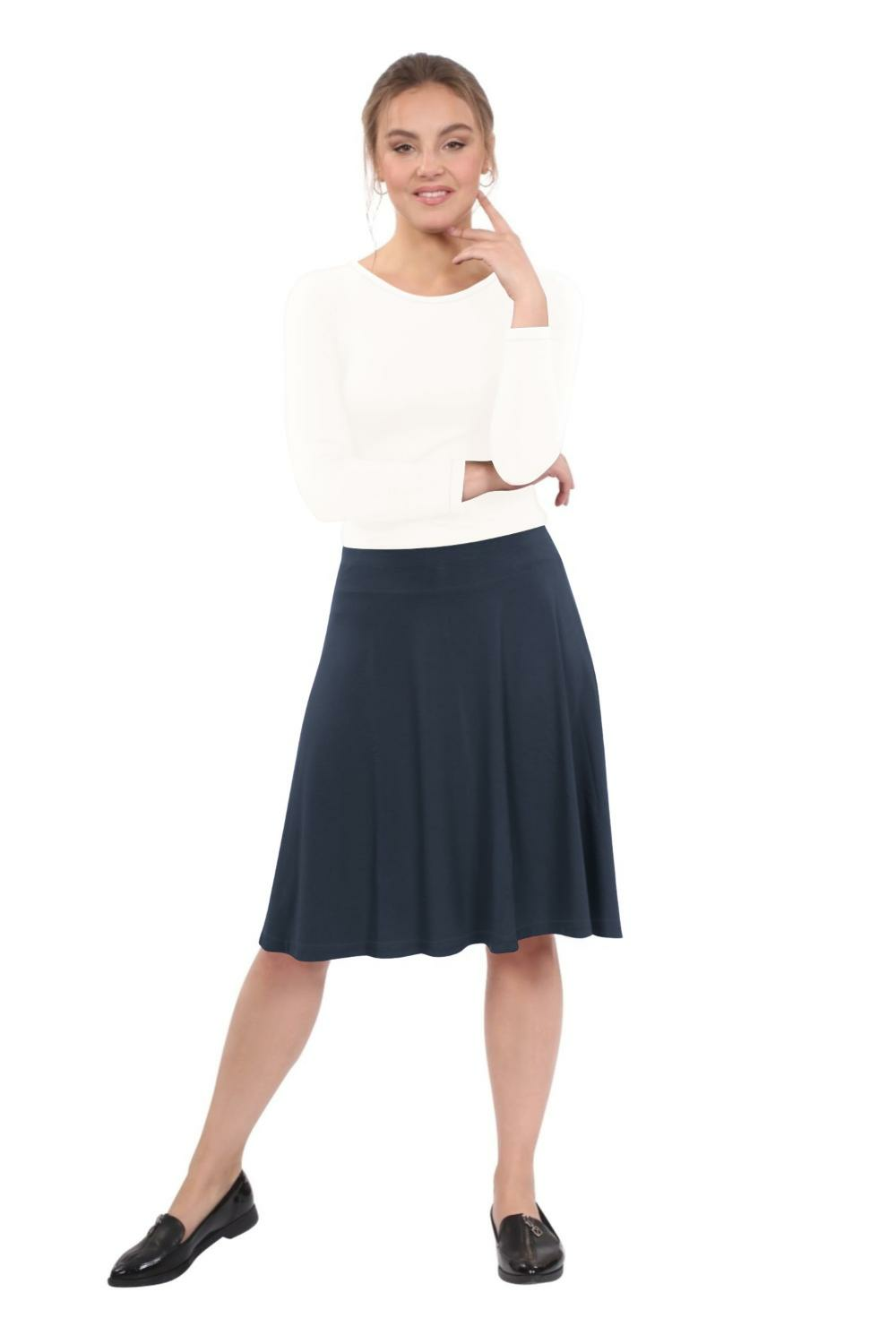 Kosher Casual - Wholesale Skirt - Women's - Knee Length Skater Skirt with Full A-line Cut for Women5