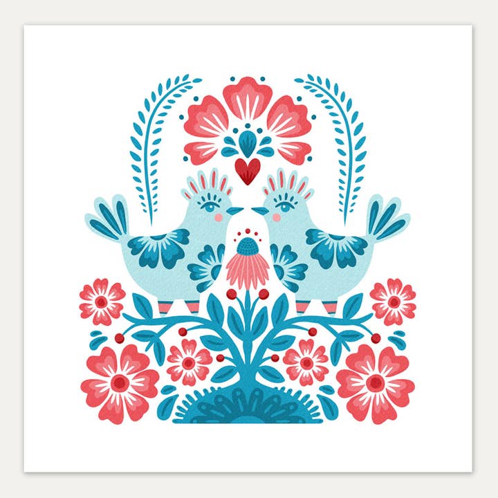Love Birds - Talavera Style - Art Print for wholesale by Monkey Mind Design