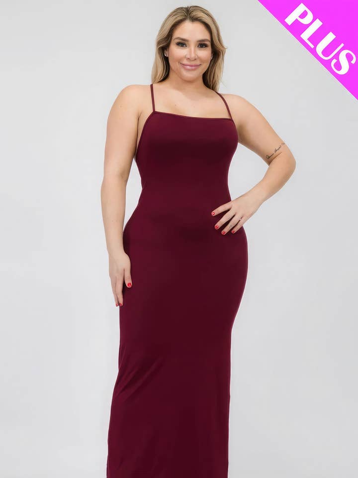 Plus-size maxi-jurk met kriskras en split aan de achterkant voor wholesale door CC Wholesale Clothing