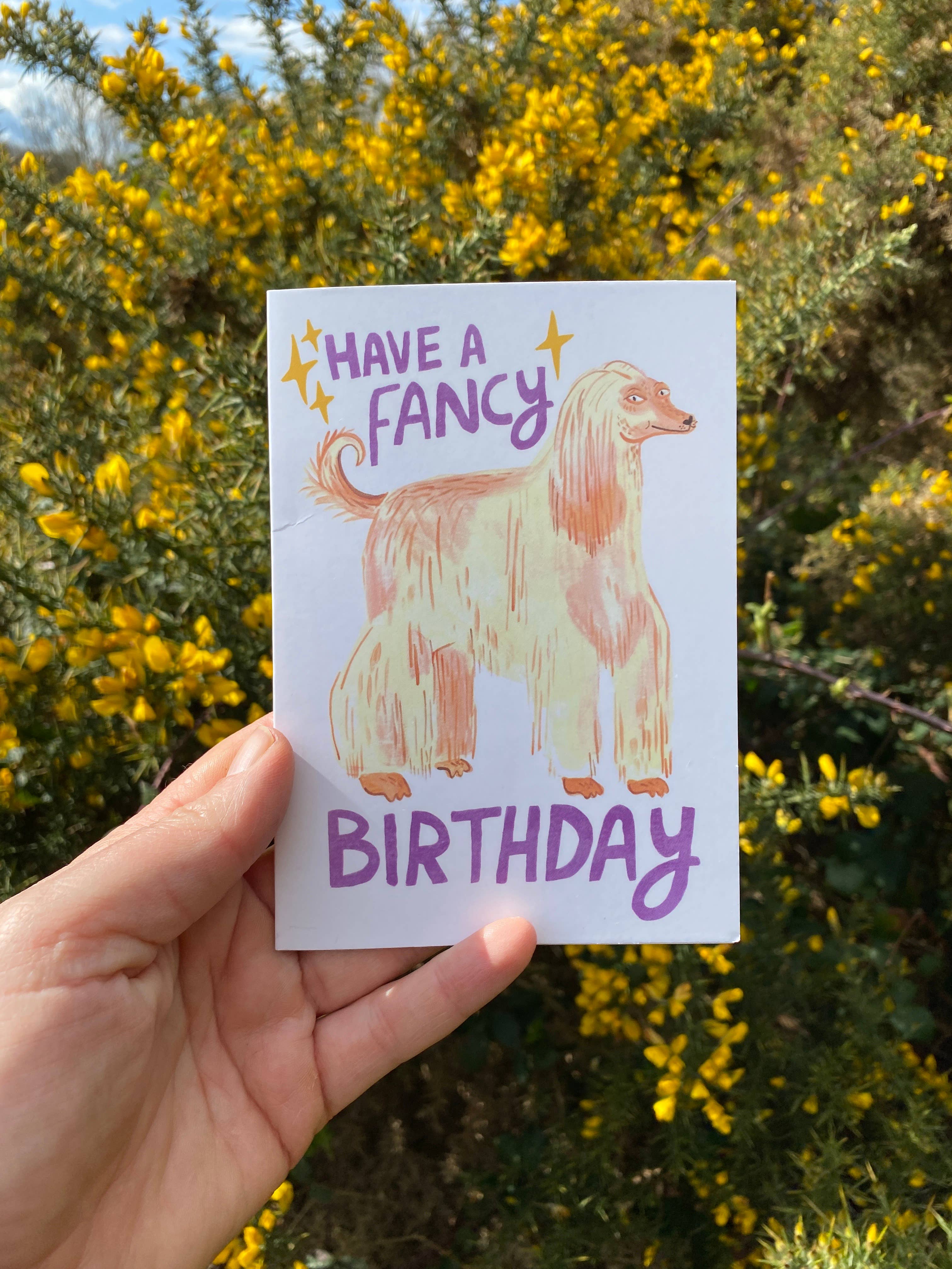 Fernandes Makes - Wholesale Birthday Card - Have a Fancy Birthday Afghan Hound Dog A6 Greeting Card1