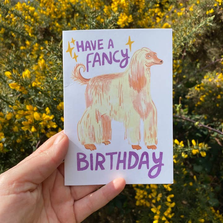Fernandes Makes - Wholesale Birthday Card - Have a Fancy Birthday Afghan Hound Dog A6 Greeting Card1