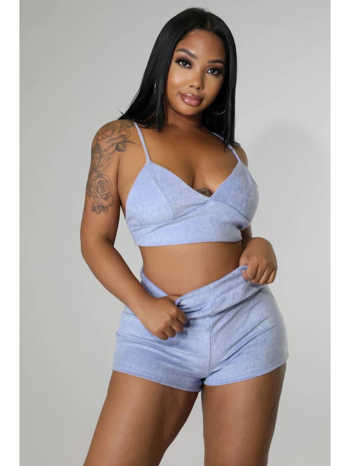 5besties inc - Wholesale Lounge Set - Women's - TERRY TOWEL BRALETTE AND MINI SHORTS SET13