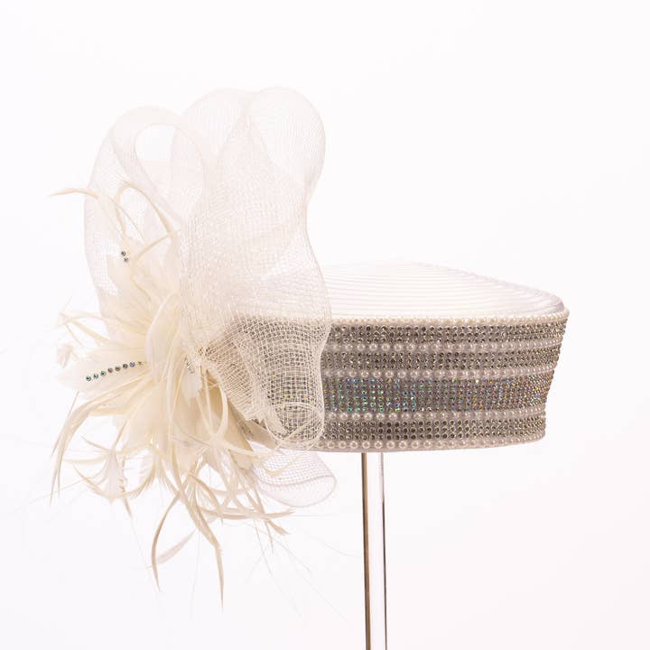 Feather Bow Puff Crinoline Bow Square Pillbox | AJ811Y for wholesale by KaKyCo